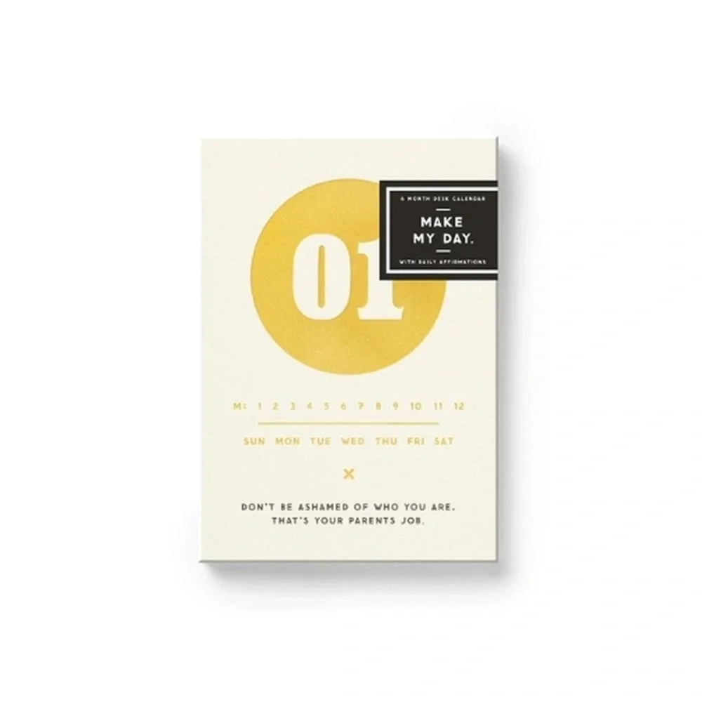 Make My Day Desk Calendar - Cream & Yellow Graphic